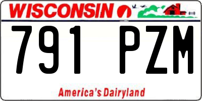 WI license plate 791PZM