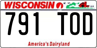 WI license plate 791TOD
