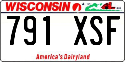 WI license plate 791XSF
