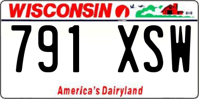 WI license plate 791XSW
