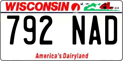WI license plate 792NAD