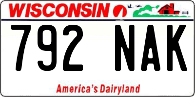 WI license plate 792NAK