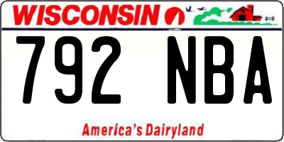 WI license plate 792NBA