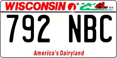 WI license plate 792NBC
