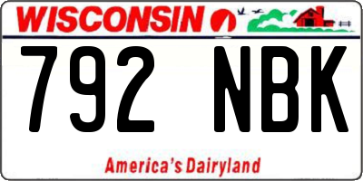 WI license plate 792NBK
