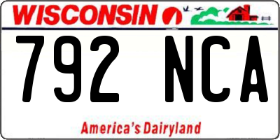 WI license plate 792NCA