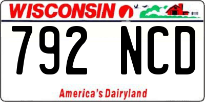 WI license plate 792NCD