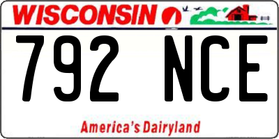 WI license plate 792NCE