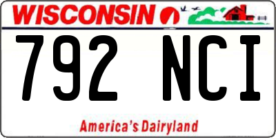 WI license plate 792NCI