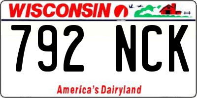 WI license plate 792NCK