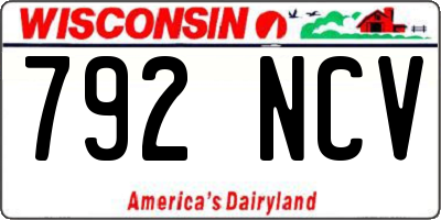 WI license plate 792NCV