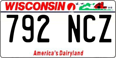 WI license plate 792NCZ