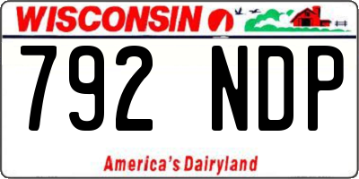 WI license plate 792NDP