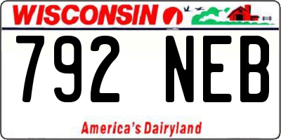 WI license plate 792NEB
