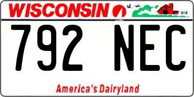 WI license plate 792NEC
