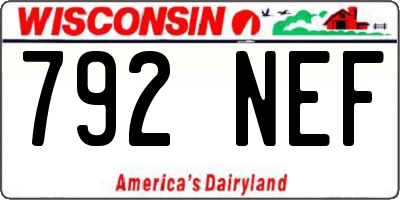 WI license plate 792NEF