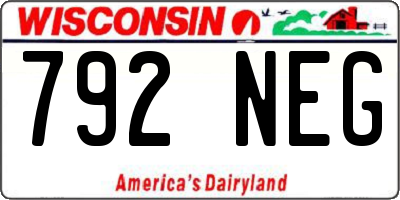 WI license plate 792NEG
