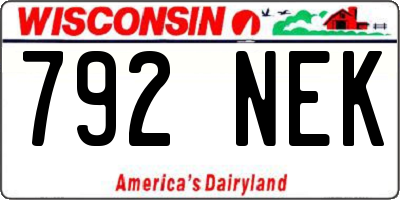 WI license plate 792NEK