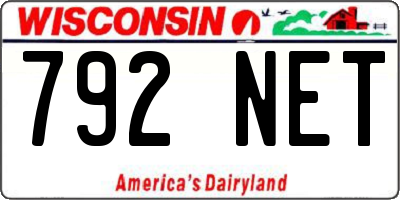 WI license plate 792NET