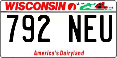 WI license plate 792NEU