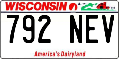 WI license plate 792NEV