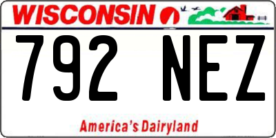 WI license plate 792NEZ