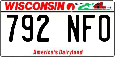 WI license plate 792NFO