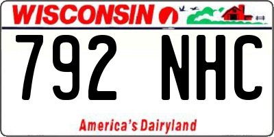 WI license plate 792NHC