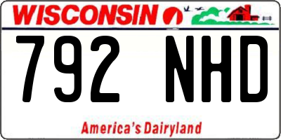 WI license plate 792NHD