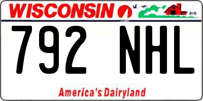 WI license plate 792NHL