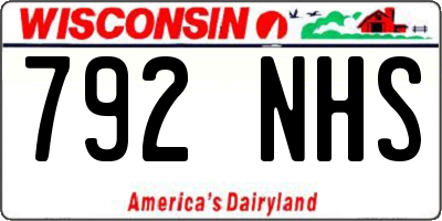 WI license plate 792NHS