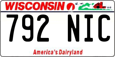 WI license plate 792NIC