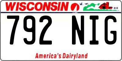 WI license plate 792NIG