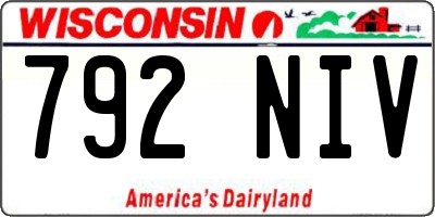 WI license plate 792NIV