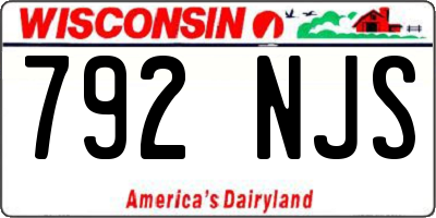 WI license plate 792NJS