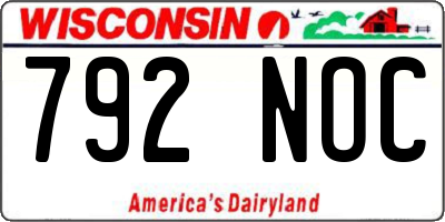 WI license plate 792NOC