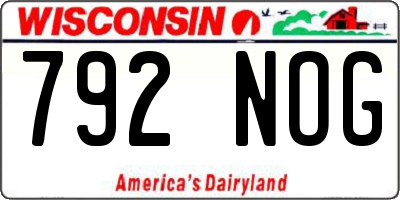WI license plate 792NOG