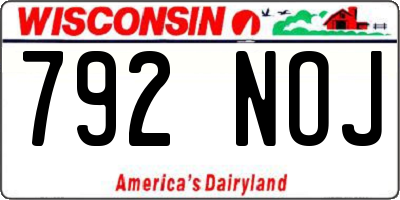 WI license plate 792NOJ