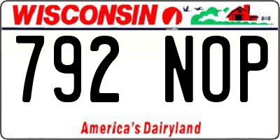 WI license plate 792NOP