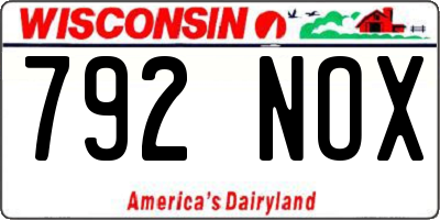 WI license plate 792NOX