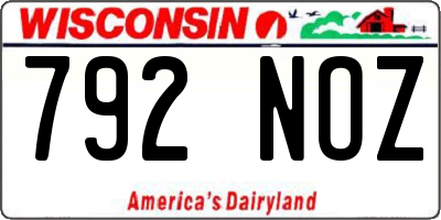 WI license plate 792NOZ