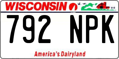 WI license plate 792NPK