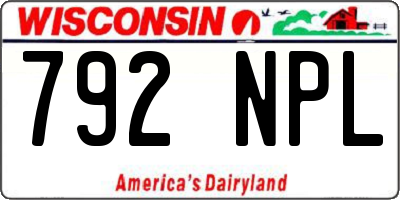 WI license plate 792NPL