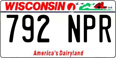 WI license plate 792NPR