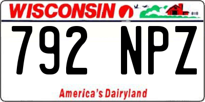 WI license plate 792NPZ
