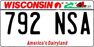 WI license plate 792NSA