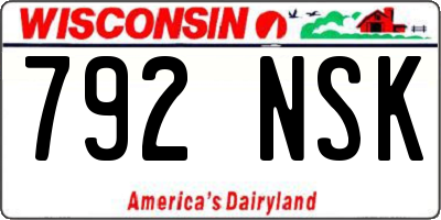 WI license plate 792NSK