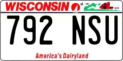 WI license plate 792NSU