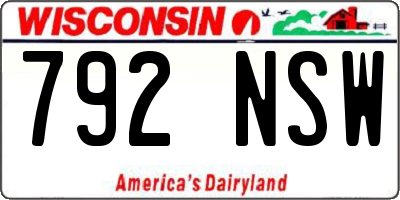 WI license plate 792NSW