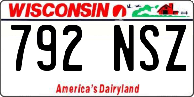 WI license plate 792NSZ